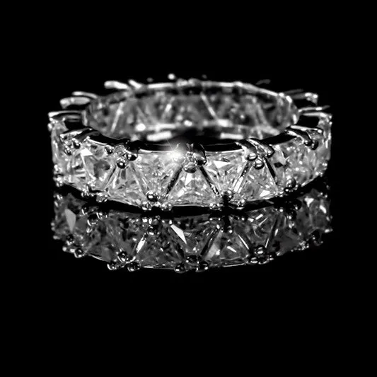 Freya Trillion Cut Eternity Stackable Ring | 6ct