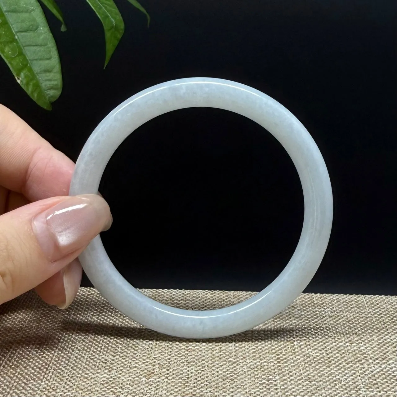 Genuine Burmese Lavender Green Jade Jadeite Bangle Bracelet ( 54.1mm )