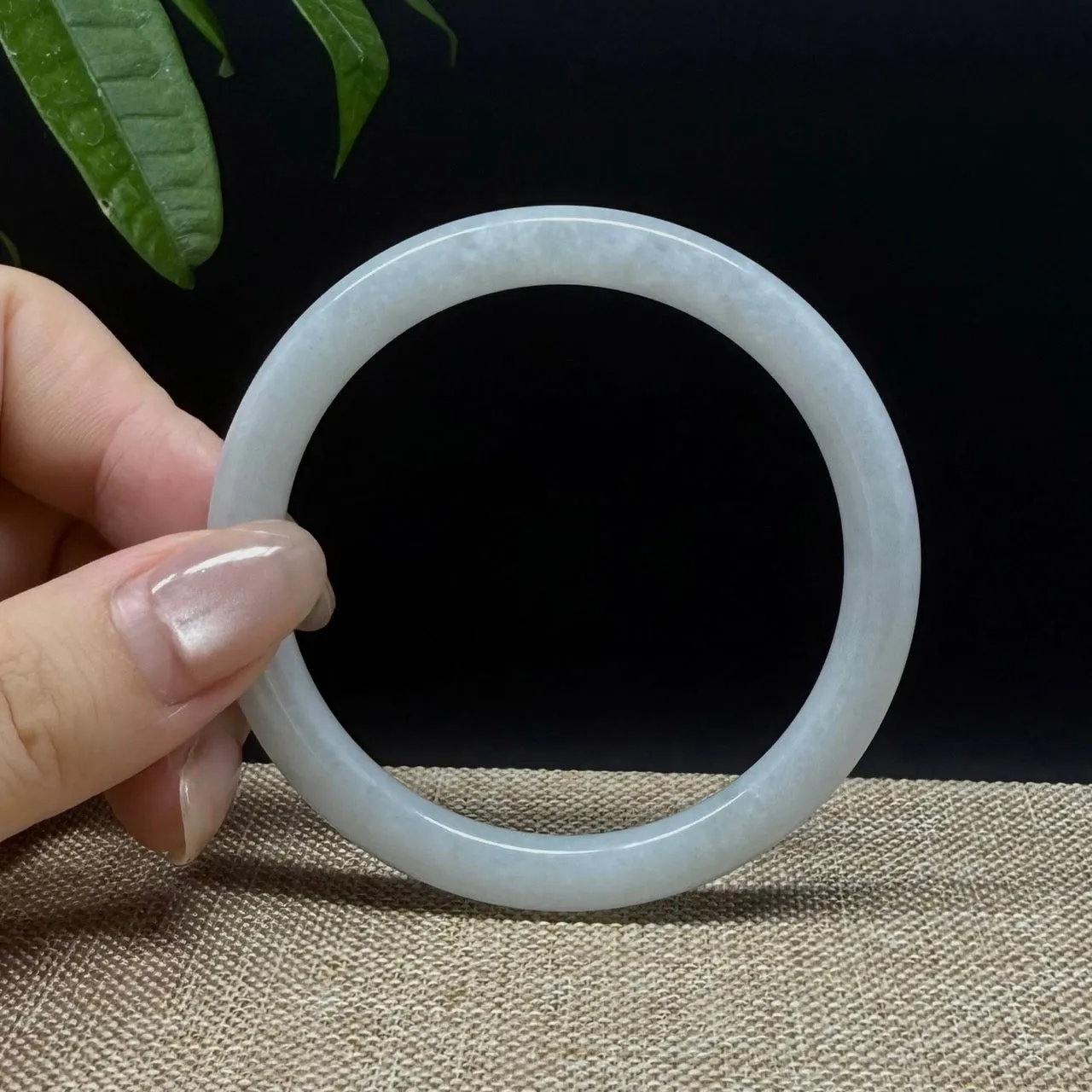 Genuine Burmese Lavender Green Jade Jadeite Bangle Bracelet ( 54.1mm )