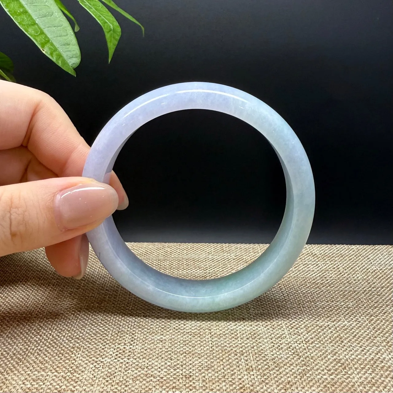 Genuine Burmese Lavender Green Jade Jadeite Bangle Bracelet ( 58.5mm )