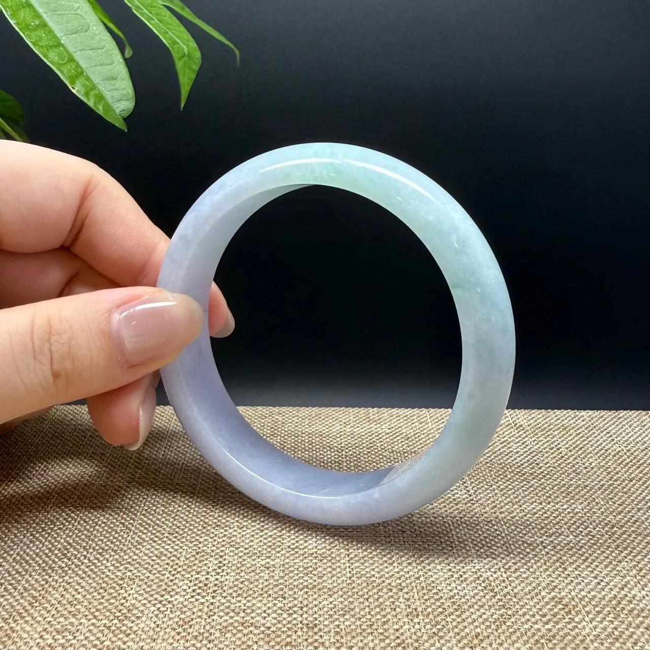 Genuine Burmese Lavender Green Jade Jadeite Bangle Bracelet ( 58.5mm )