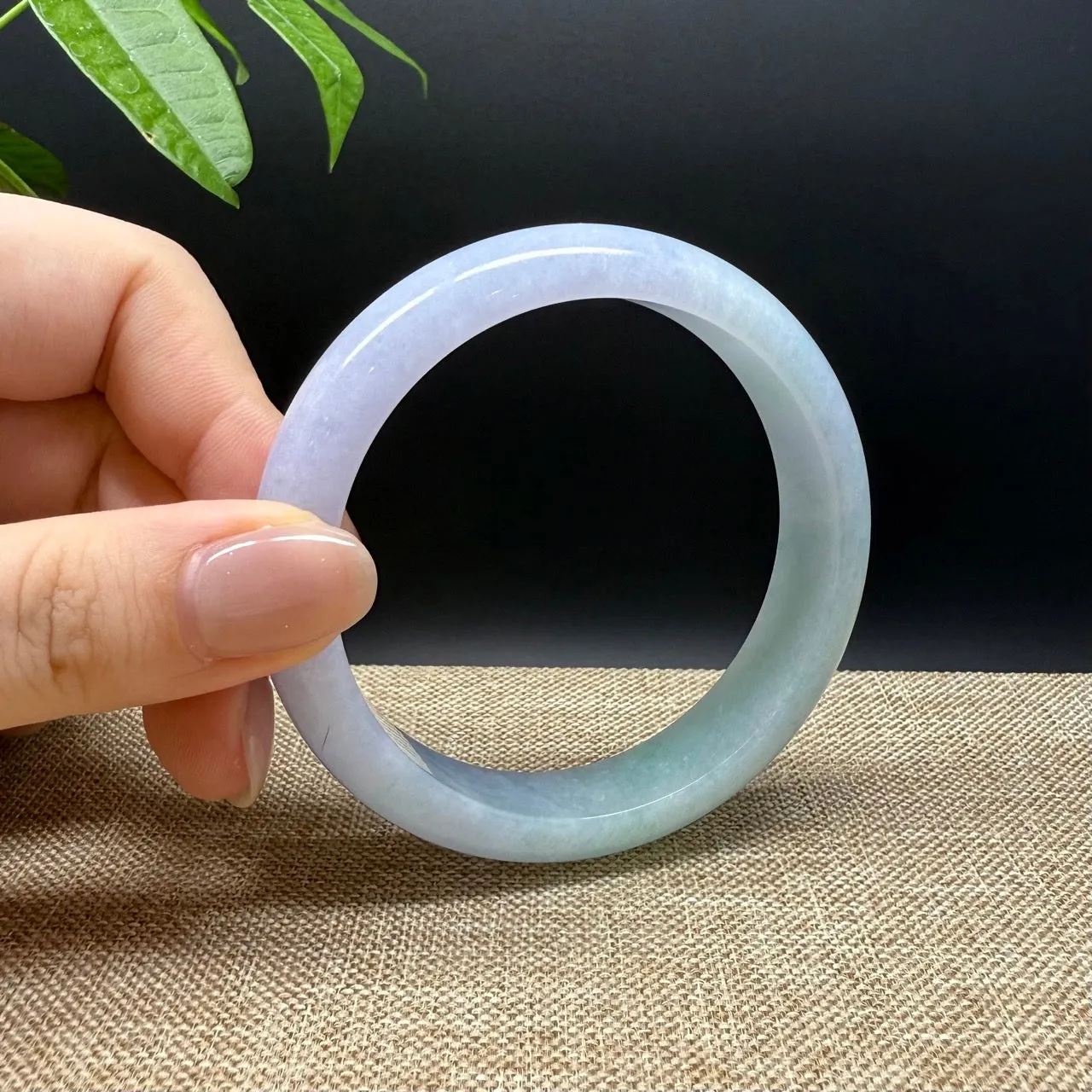 Genuine Burmese Lavender Green Jade Jadeite Bangle Bracelet ( 58.5mm )