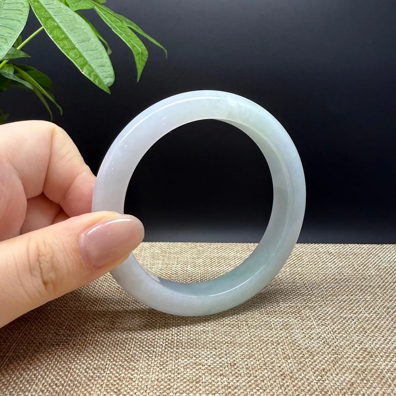 Genuine Burmese Lavender Green Jade Jadeite Bangle Bracelet ( 58.8mm )