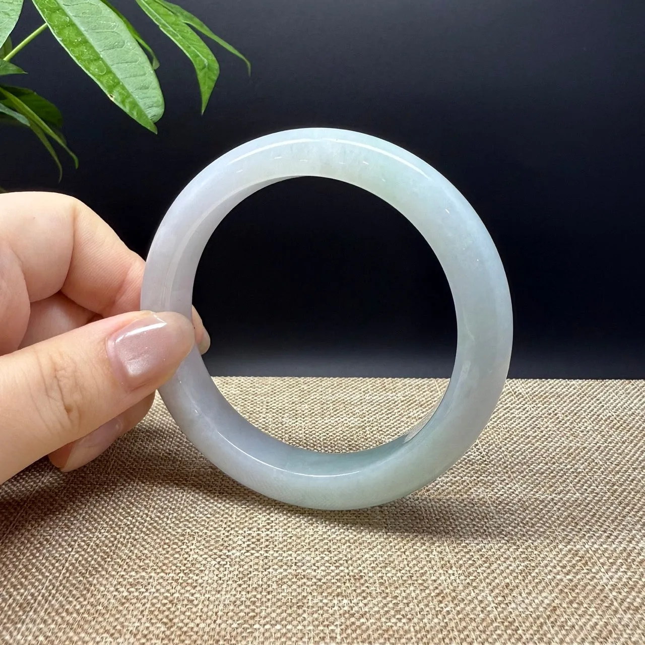 Genuine Burmese Lavender Green Jade Jadeite Bangle Bracelet ( 58.8mm )