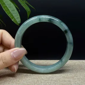 Genuine Burmese Oil Green Jade Jadeite Bangle Bracelet ( 63.5mm )