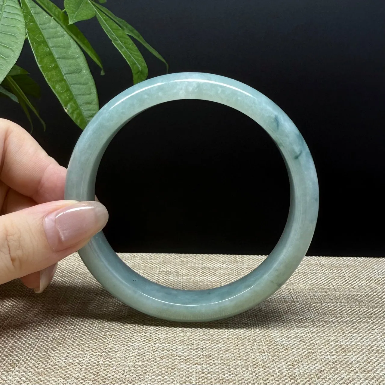 Genuine Burmese Oil Green Jade Jadeite Bangle Bracelet ( 66.7mm )