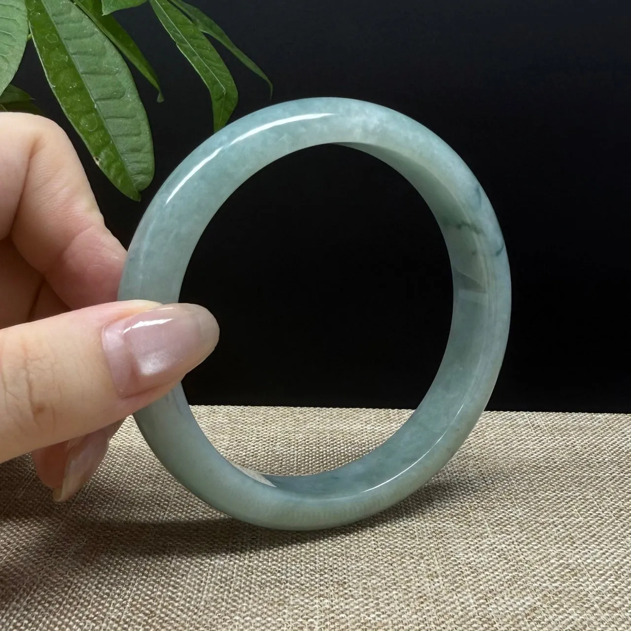 Genuine Burmese Oil Green Jade Jadeite Bangle Bracelet ( 66.7mm )