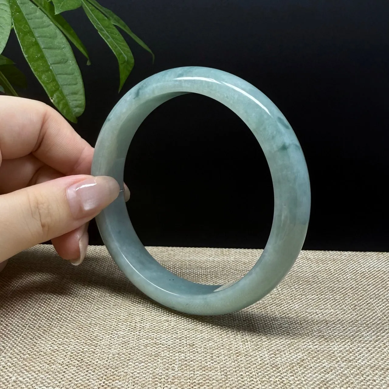 Genuine Burmese Oil Green Jade Jadeite Bangle Bracelet ( 66.7mm )