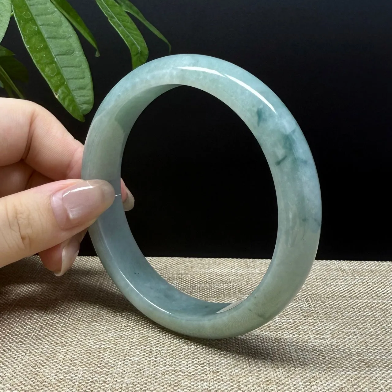 Genuine Burmese Oil Green Jade Jadeite Bangle Bracelet ( 66.7mm )