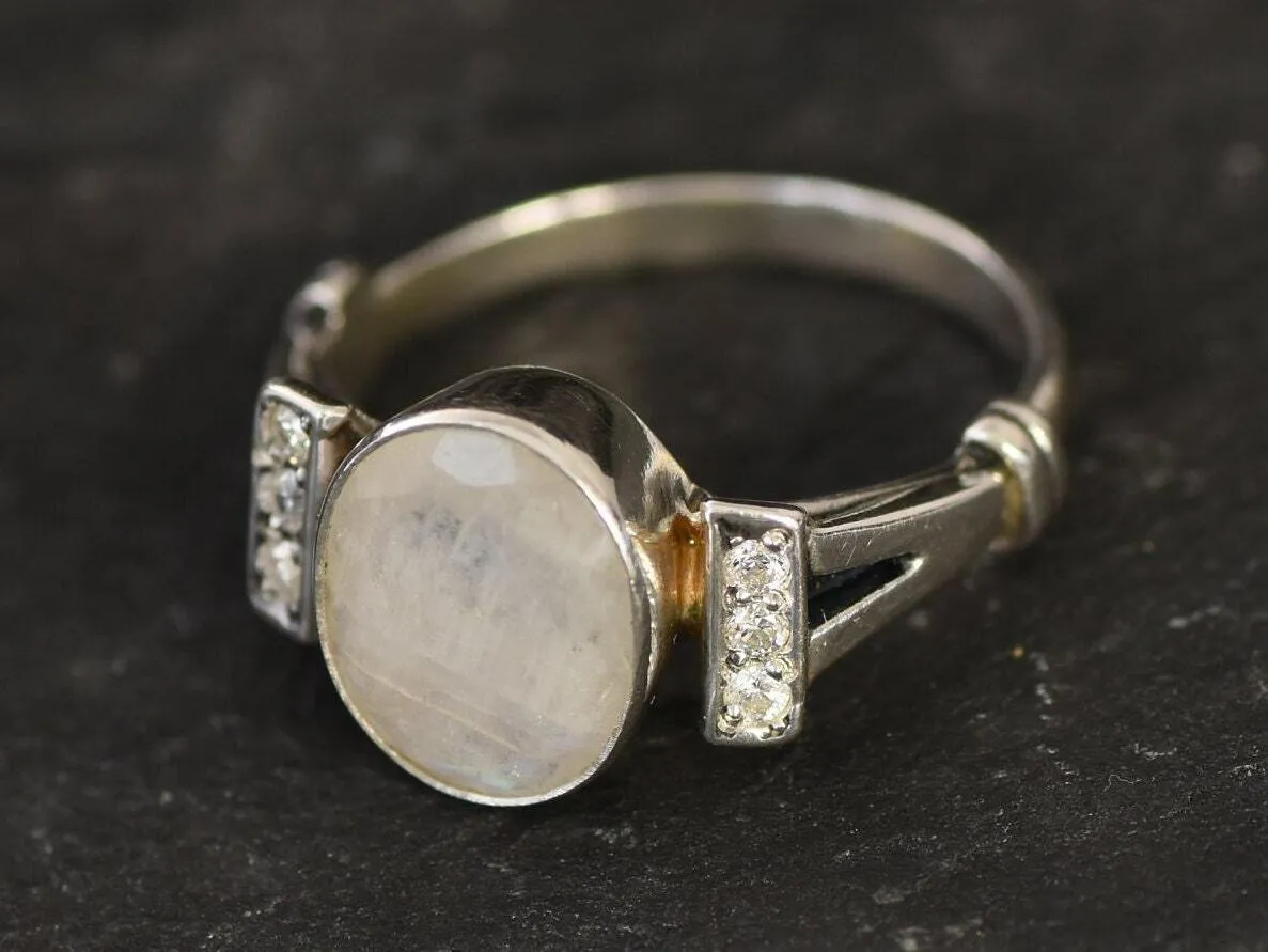 Genuine Moonstone Ring - Rainbow Moonstone Ring - White Engagement Ring