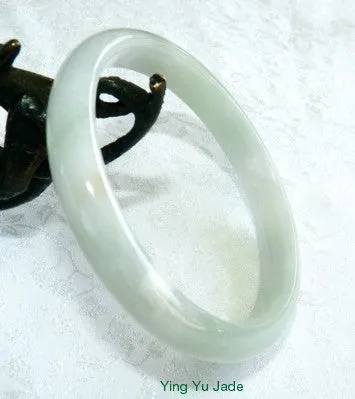 Glowing White and Soft Green Veins Old Mine Lao Pit Jadeite Bangle 57.5mm (BB2851)