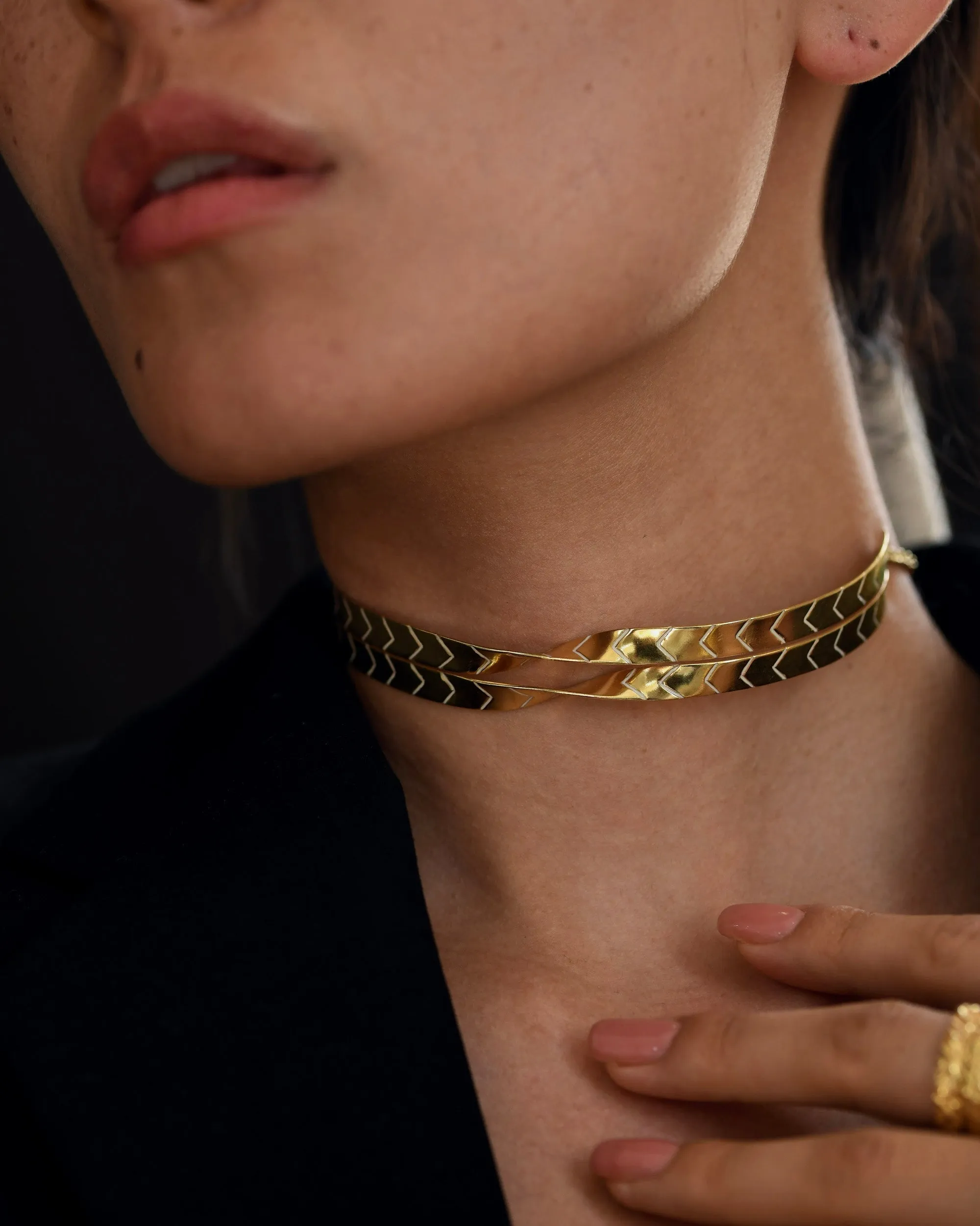 Gold Brass Twisted Enamel Choker