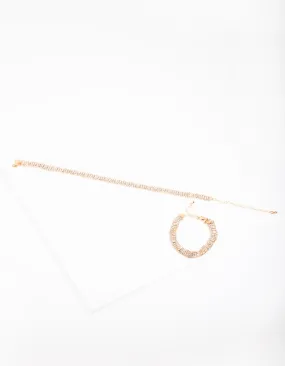 Gold Diamante Choker & Bracelet Set