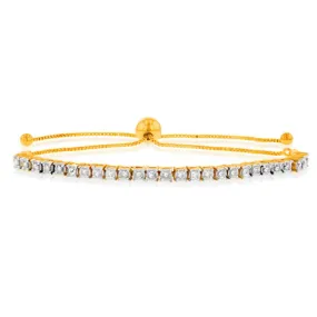 Gold Plated Sterling Silver 1/2 Carat Diamond Tennis Bracelet