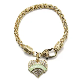 Gold Princess - Peridot Pave Heart Charm Braided Bracelet