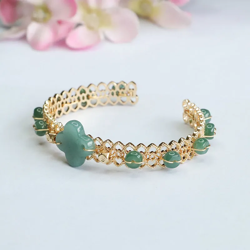 Good Luck Sterling Silver Jade Clover Bracelet