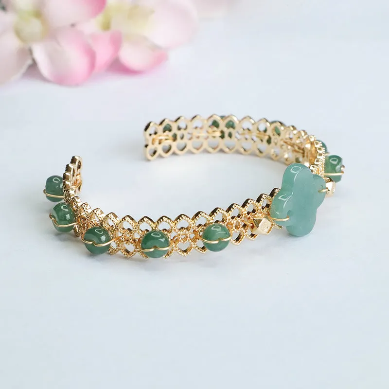 Good Luck Sterling Silver Jade Clover Bracelet