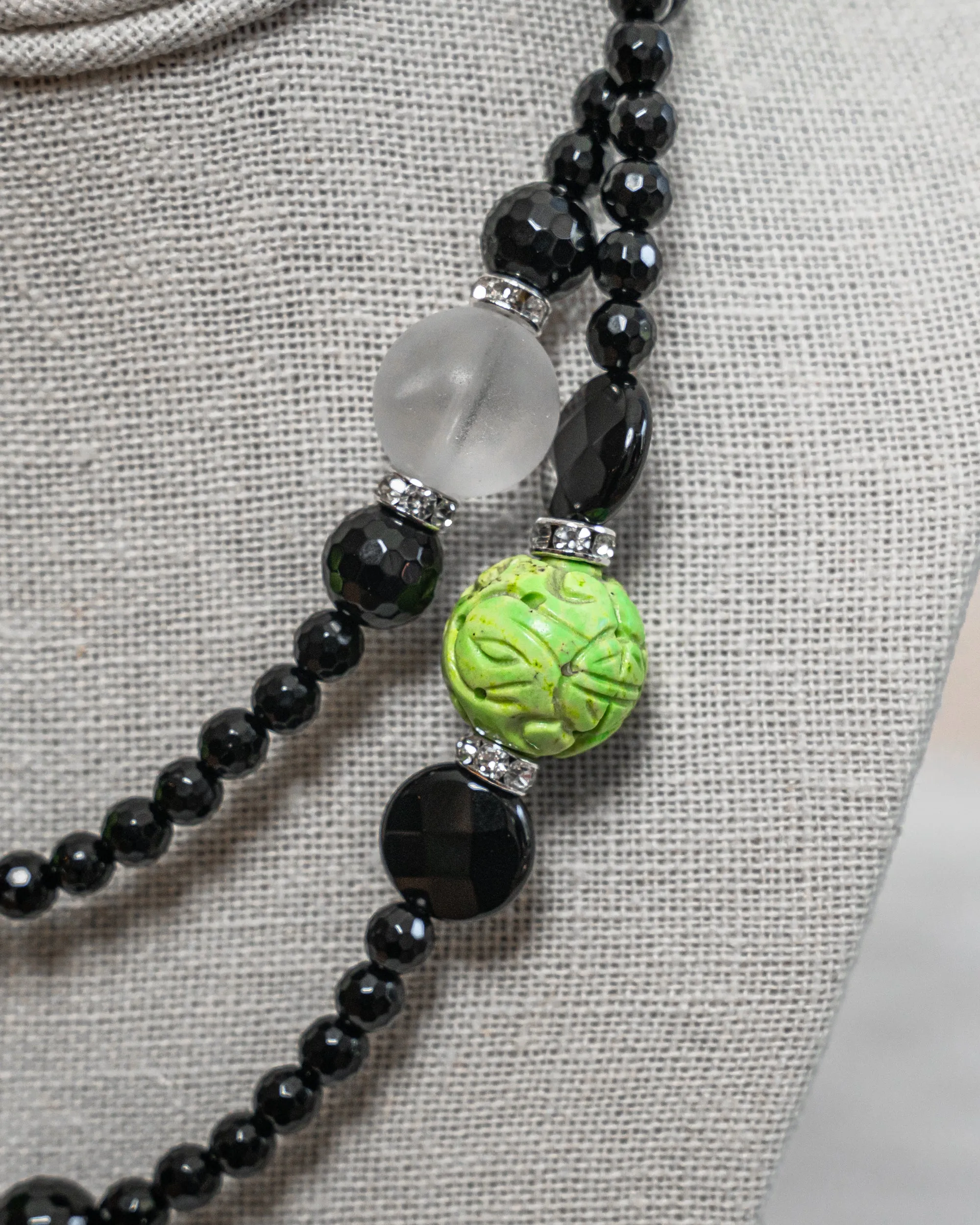 Green Agate & Onyx Necklace