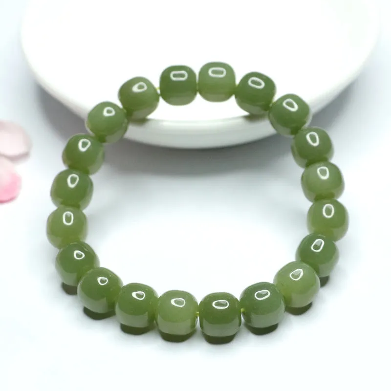 Green Jade Sterling Silver Bracelet