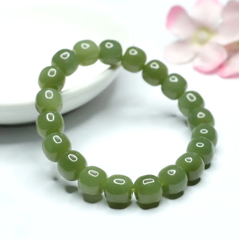 Green Jade Sterling Silver Bracelet