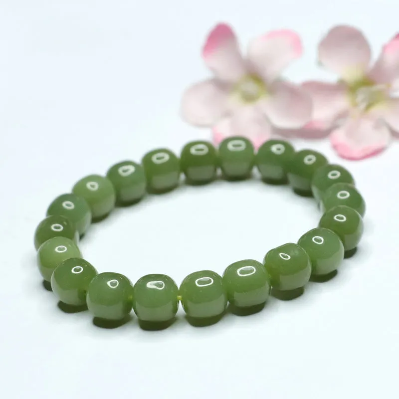 Green Jade Sterling Silver Bracelet