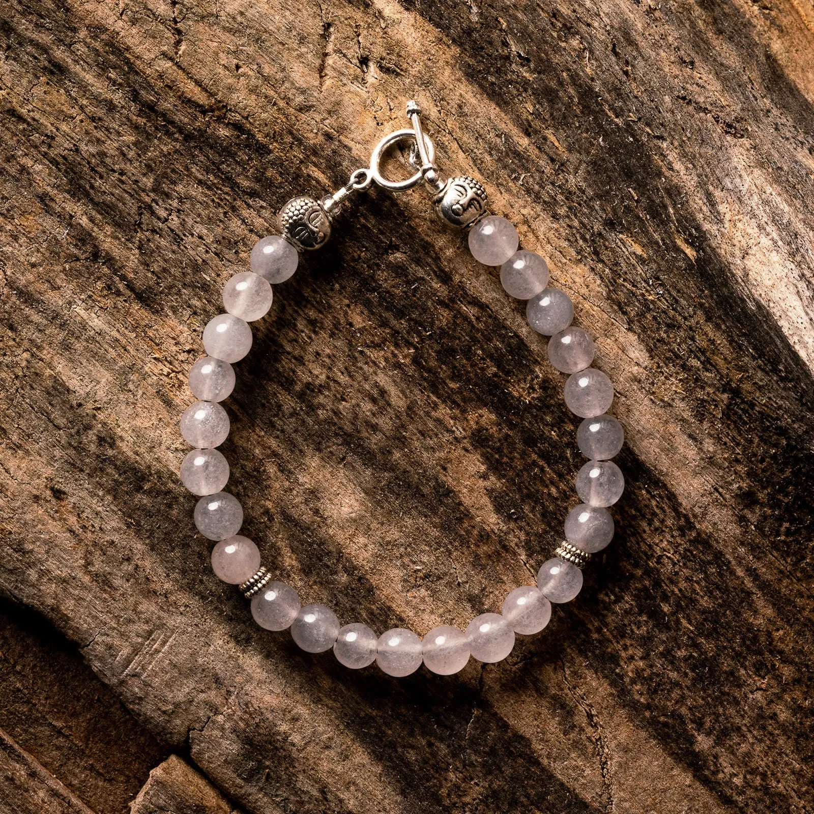 Grey Jade Natural Gemstone Bracelet (Clear or Solid)