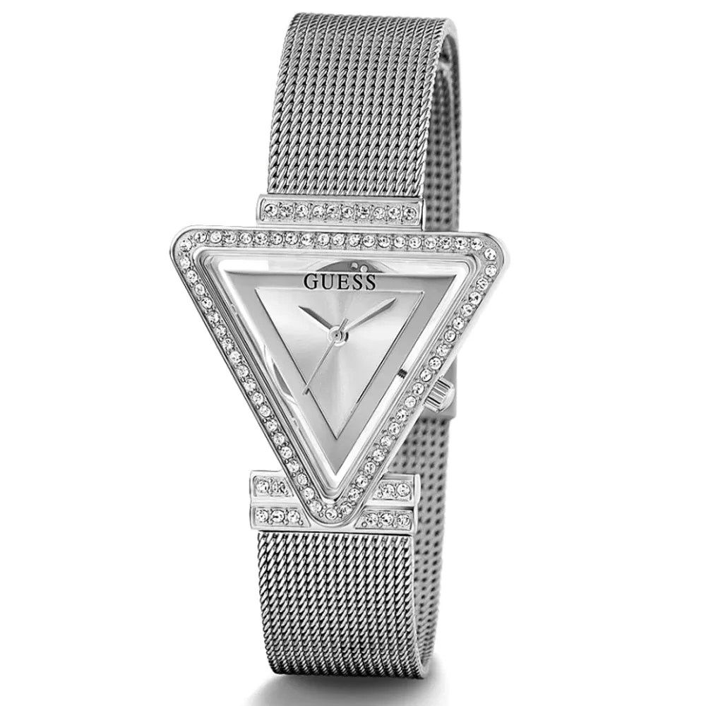 Guess Fame Silver Tone Mesh Bracelet Strap Ladies Watch GW0508L1