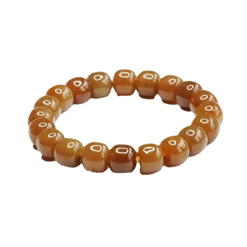 Hand String Sugar Colored Bracelet with Natural Hetian Jade