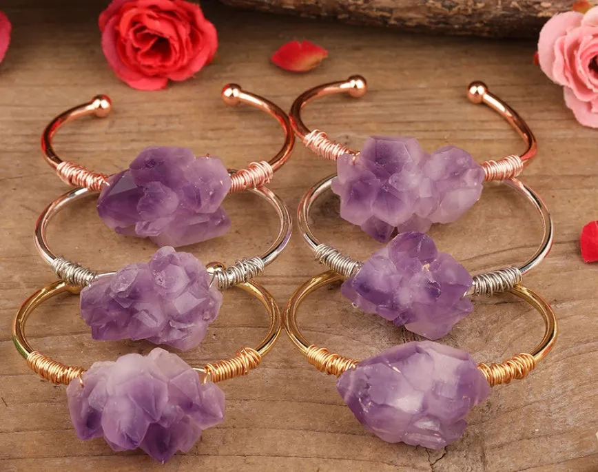 High-end Ladies Quartz Crystal Bracelet Natural Purple