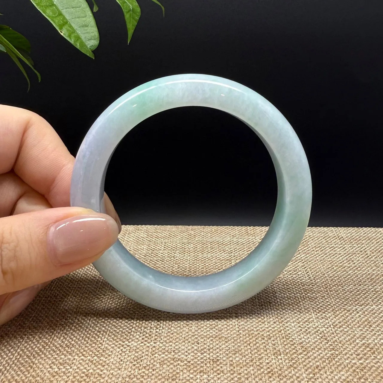 High Genuine Burmese Lavender Green Jade Jadeite Bangle Bracelet ( 53.5mm )