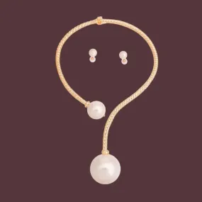 Highlight Timeless Beauty with Cream Pearl Choker Necklace Set Now!