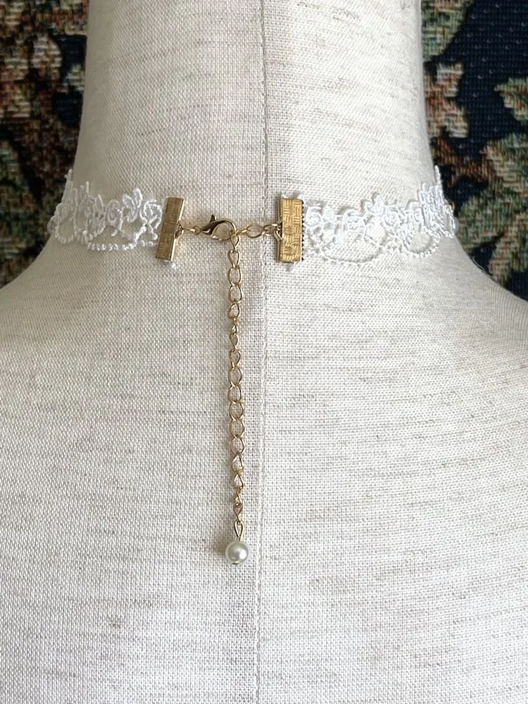 Historically Inspired Rococo & Regency Pearl Lace Choker Necklace