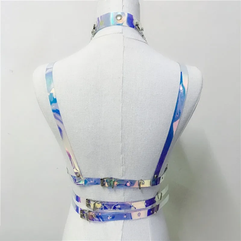 Holographic Harness Top and Choker Set