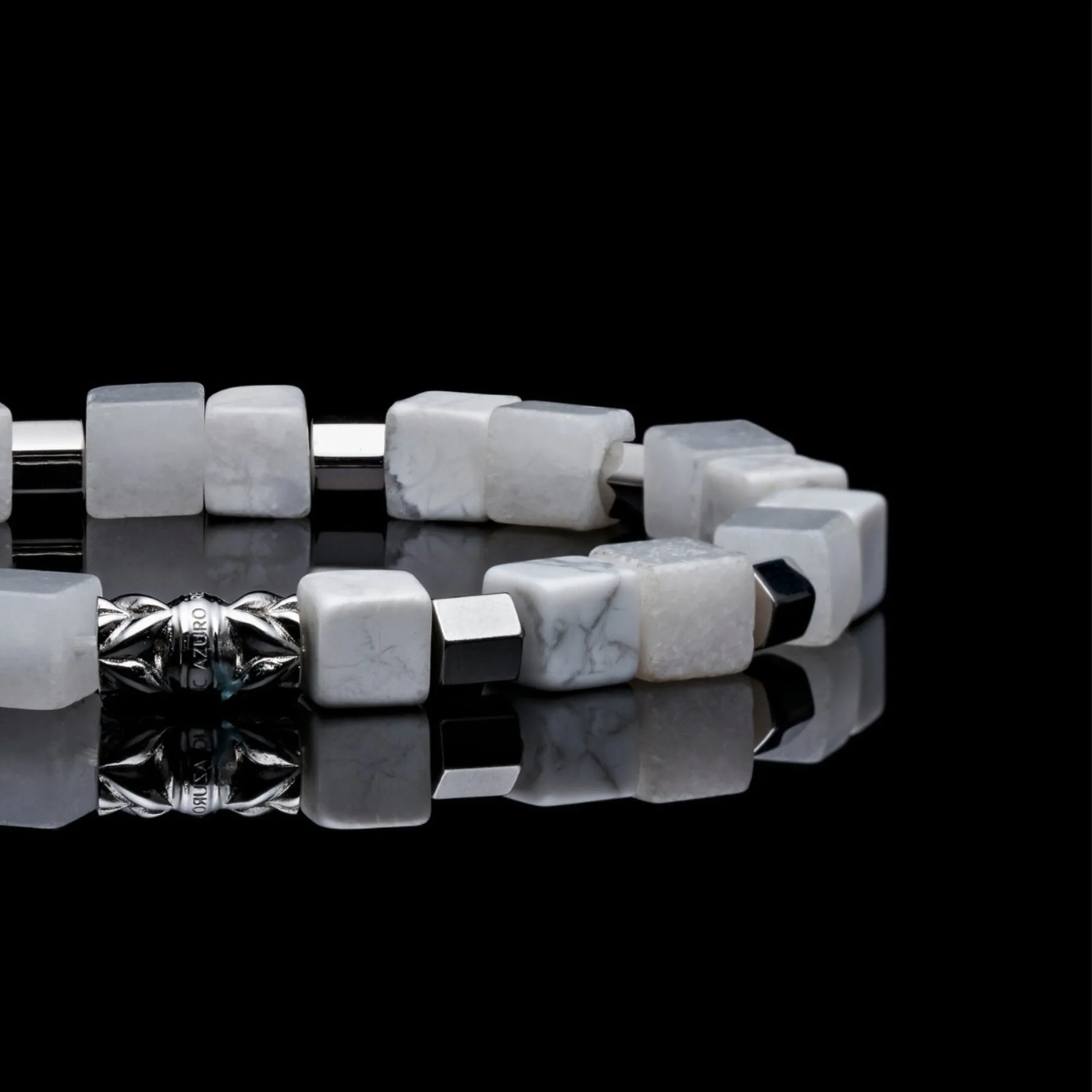 Ice Cube | Howlite, White Jade Beaded Bracelet