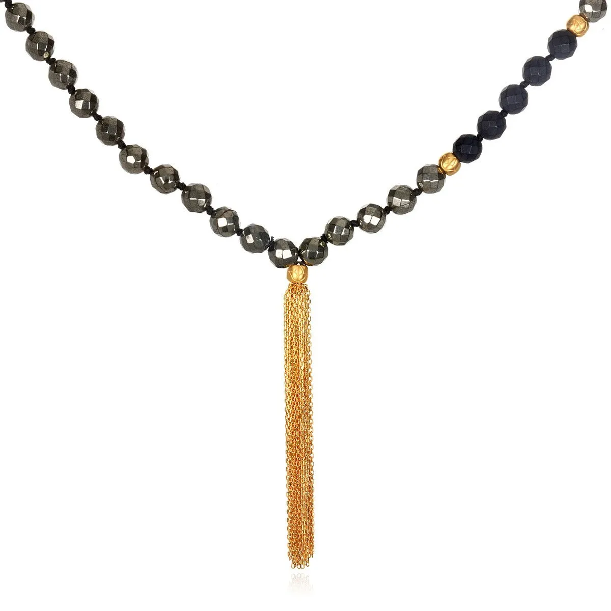 Illustrious Black Onyx & Pyrite Gemstone Mala