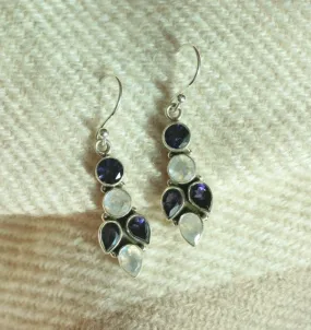 Iolite & Moonstone Hook Earrings