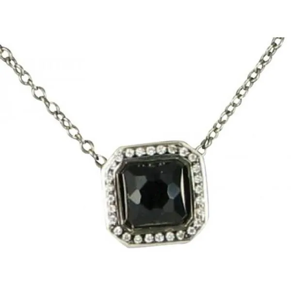 IPPOLITA BLACK ONYX STERLING SILVER STELLA 0.11CTS DIAMONDS SQUARE NECKLACE