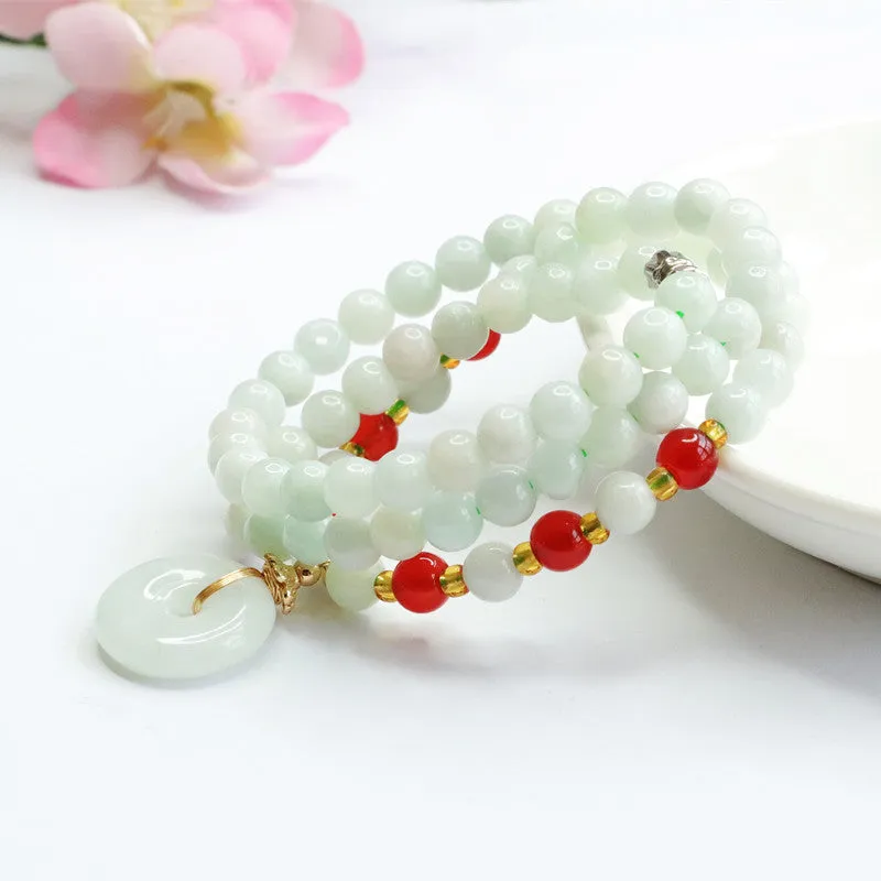 Jade, Agate, and Chalcedony Sterling Silver Bracelet