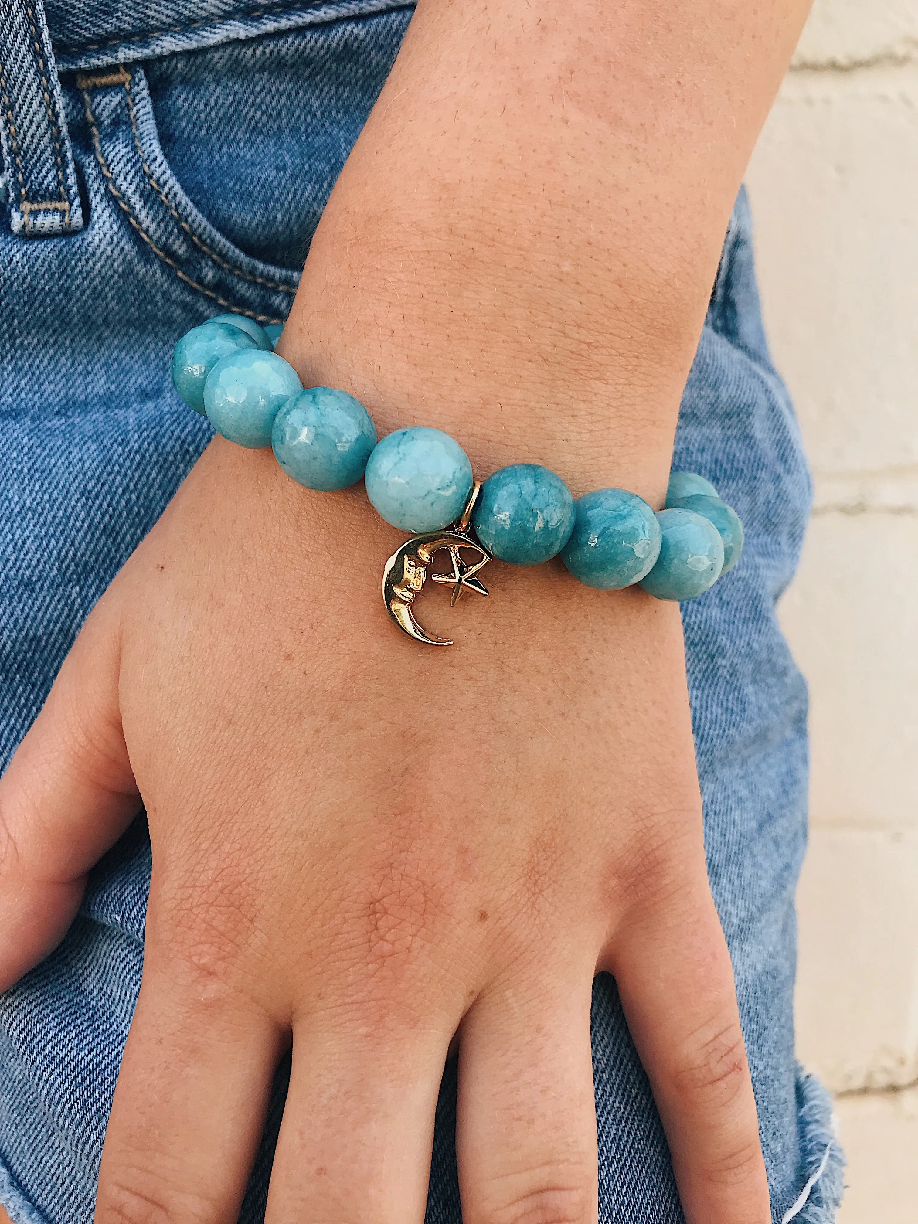 Jade Bracelet // Moon-Star Charm