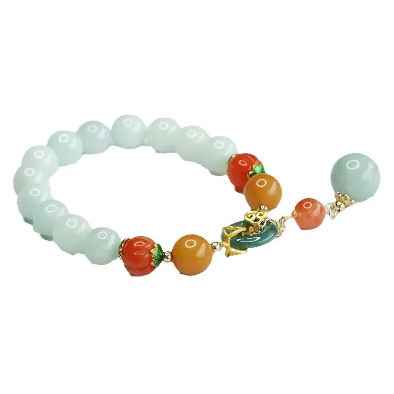 Jade Fortune Bracelet - Sterling Silver Retro Jewelry