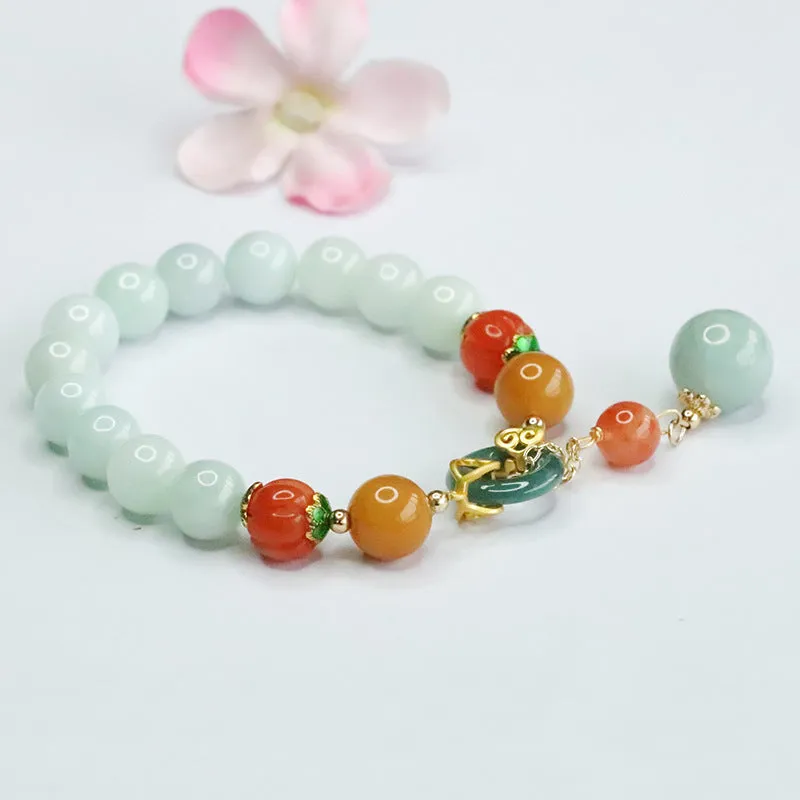 Jade Fortune Bracelet - Sterling Silver Retro Jewelry