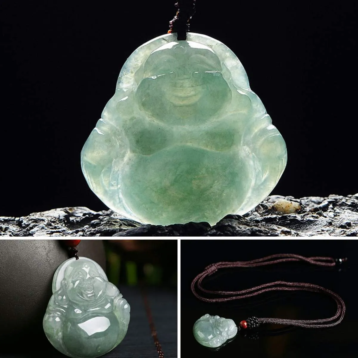 Jade Laughing Buddha Necklace - Promote Happiness & Good Luck