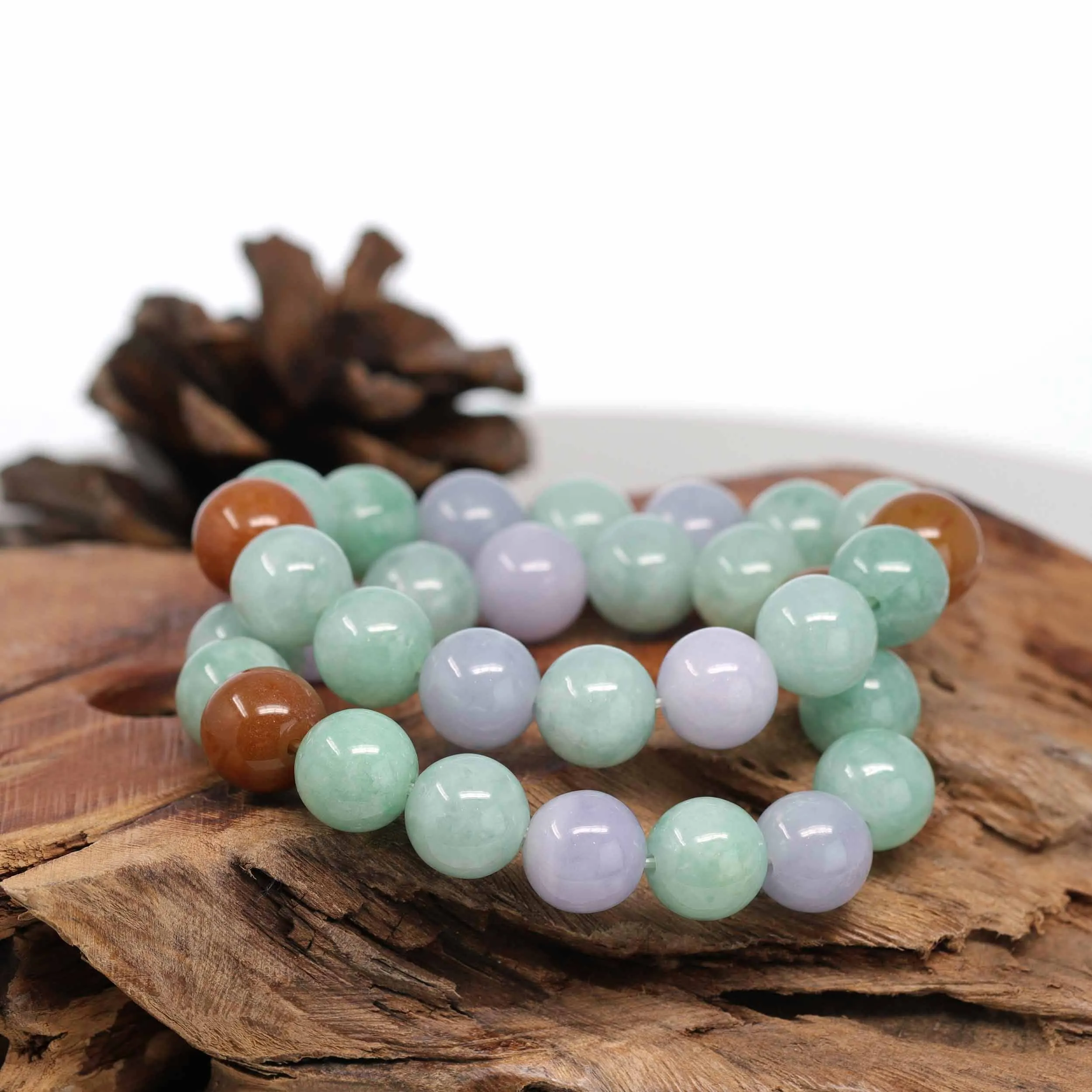 Jadeite Jade 13mm Round Beads Bracelet ( 13 mm ) For Men