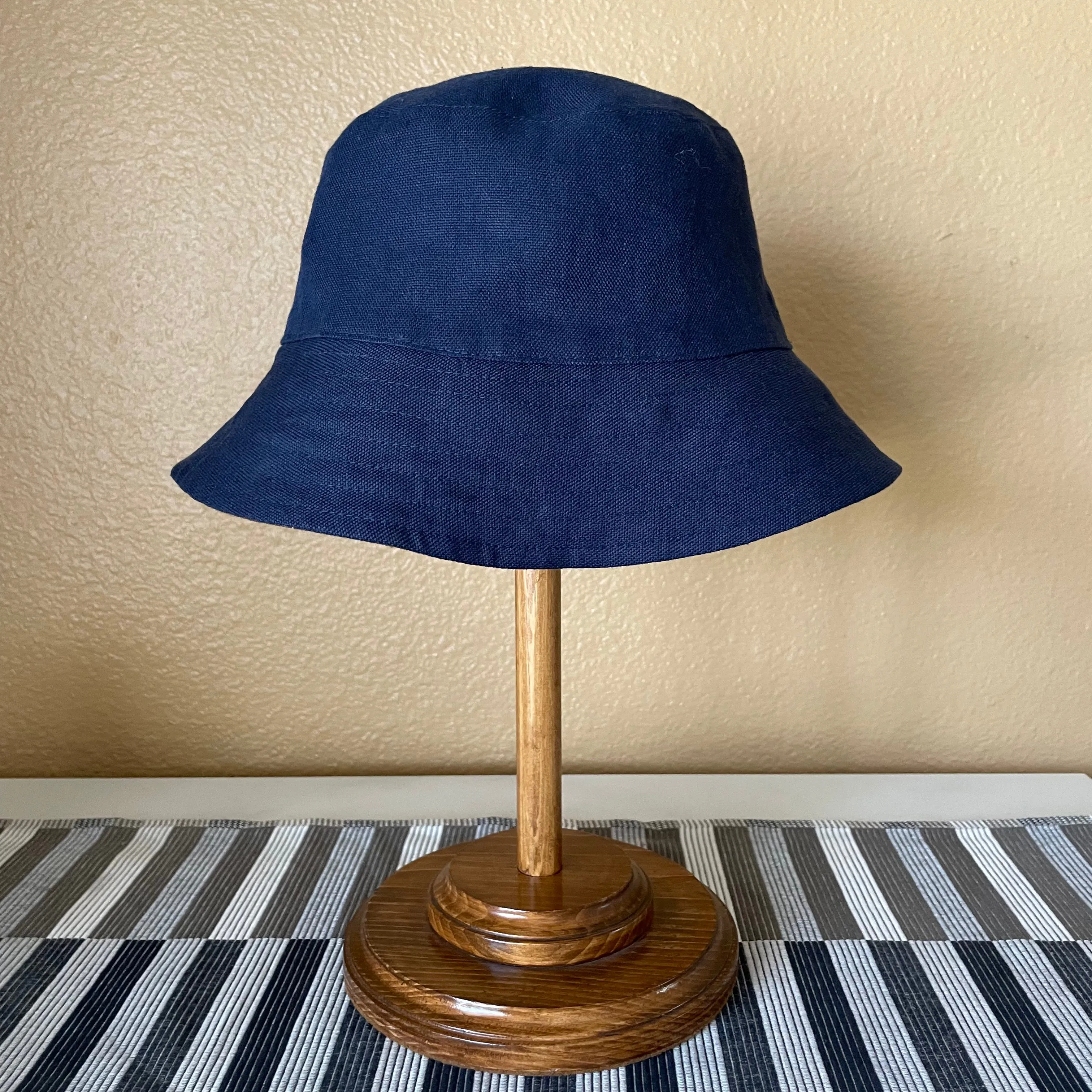 Joyride Reversible Bucket Hat in Albini Tobacco and Navy Linen