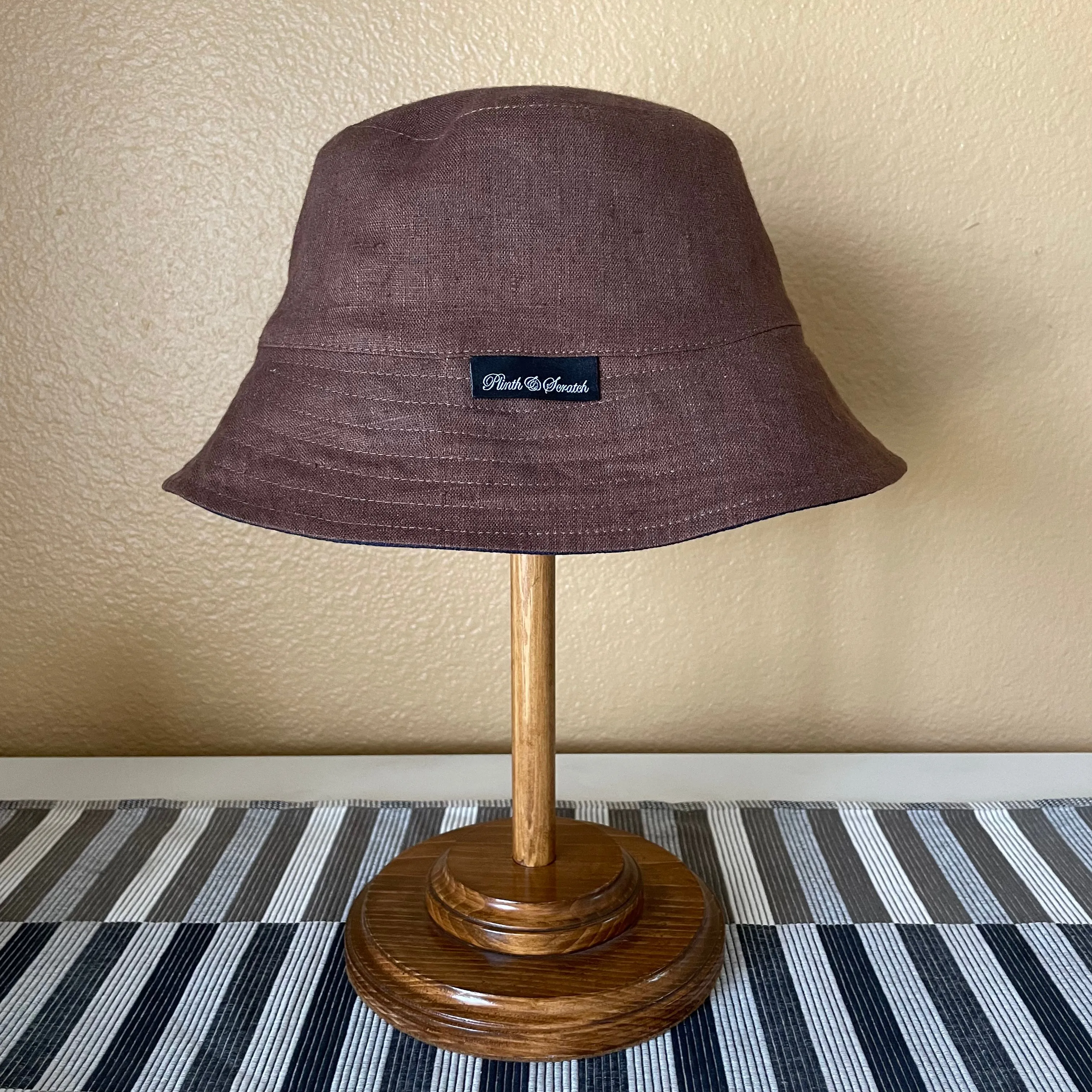 Joyride Reversible Bucket Hat in Albini Tobacco and Navy Linen