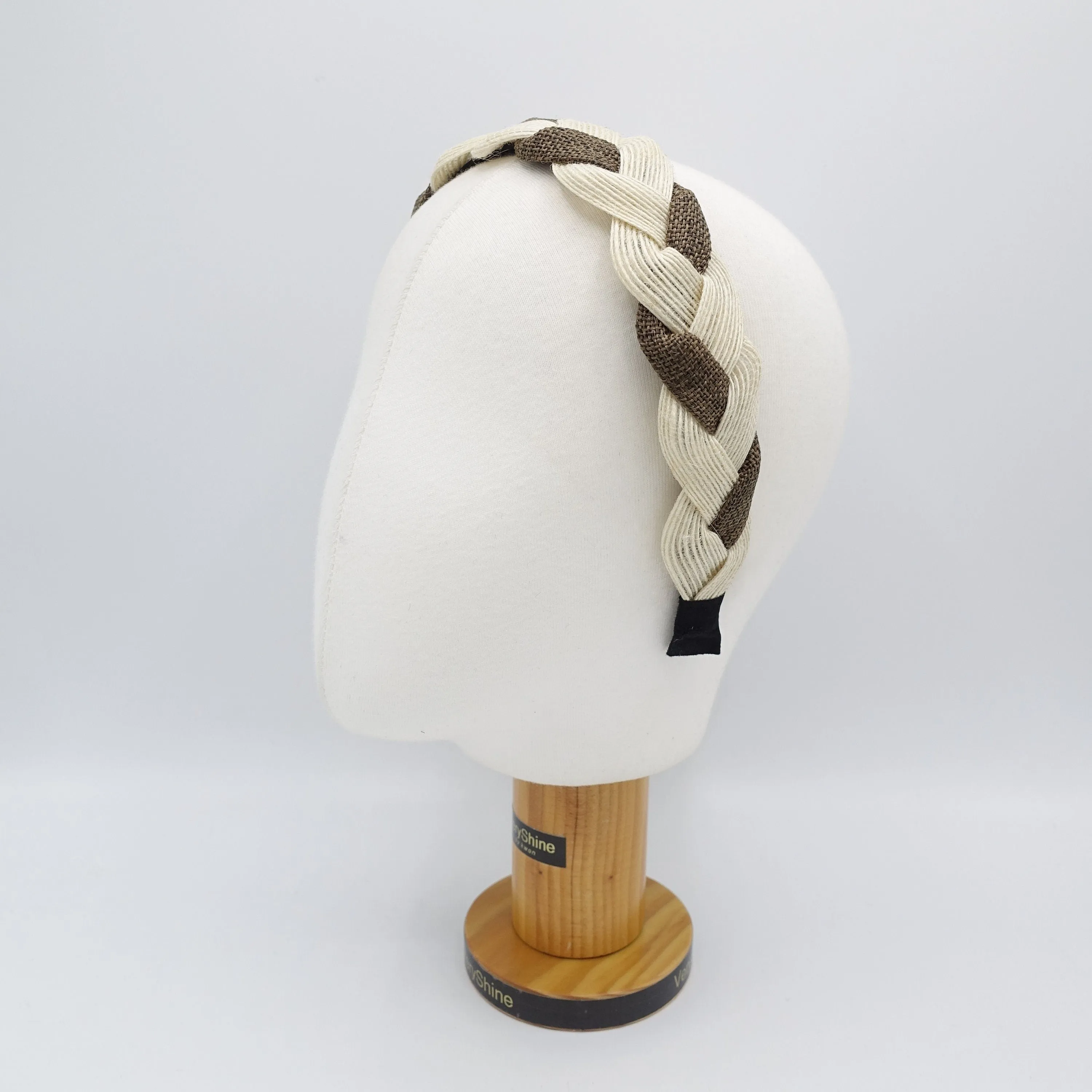 Jute linen braided headband  two tone natural hairband for women