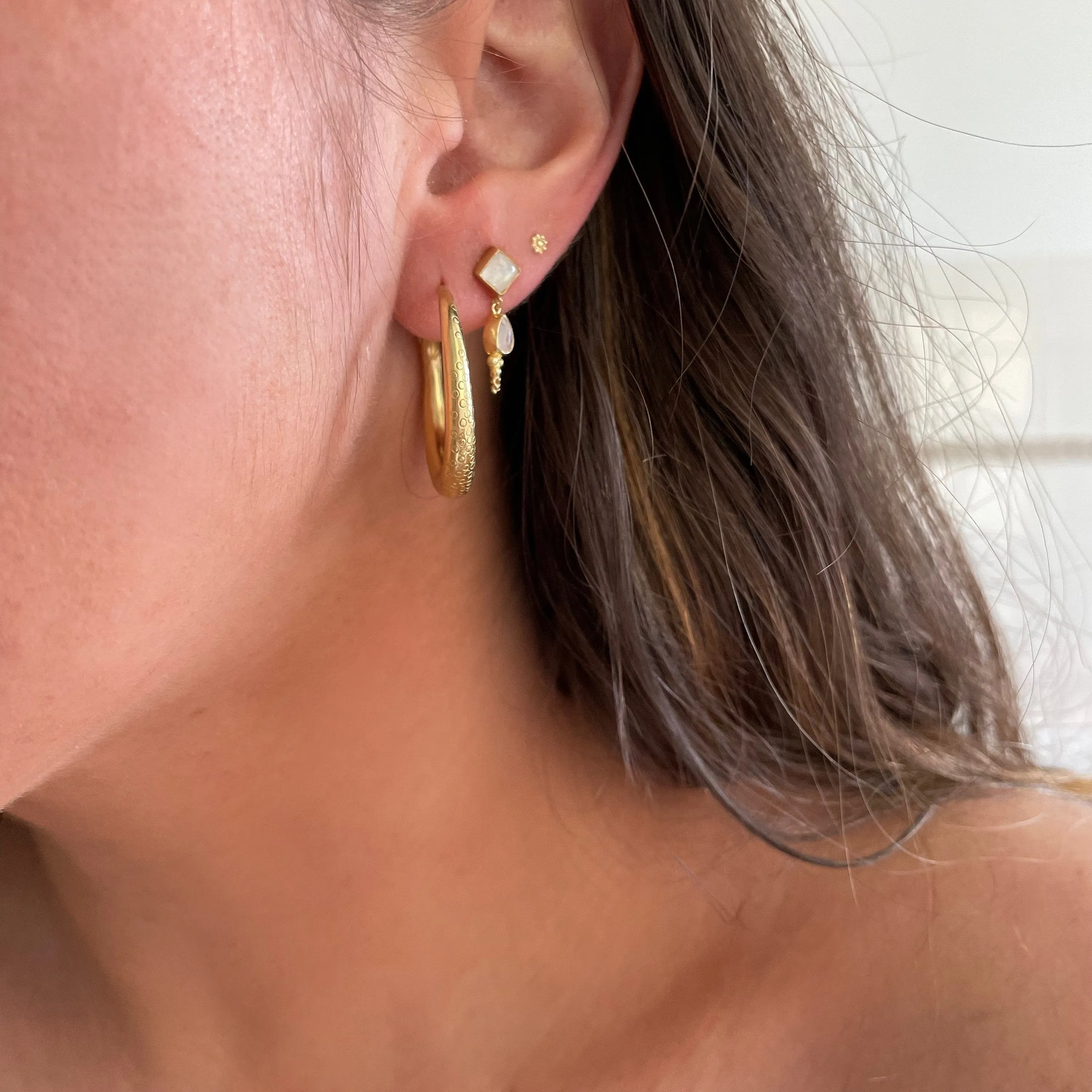 Kalani Gold Rainbow Moonstone Earrings