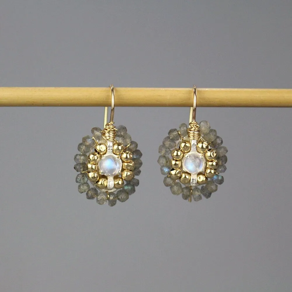 Labradorite Moonstone Mandala Earrings