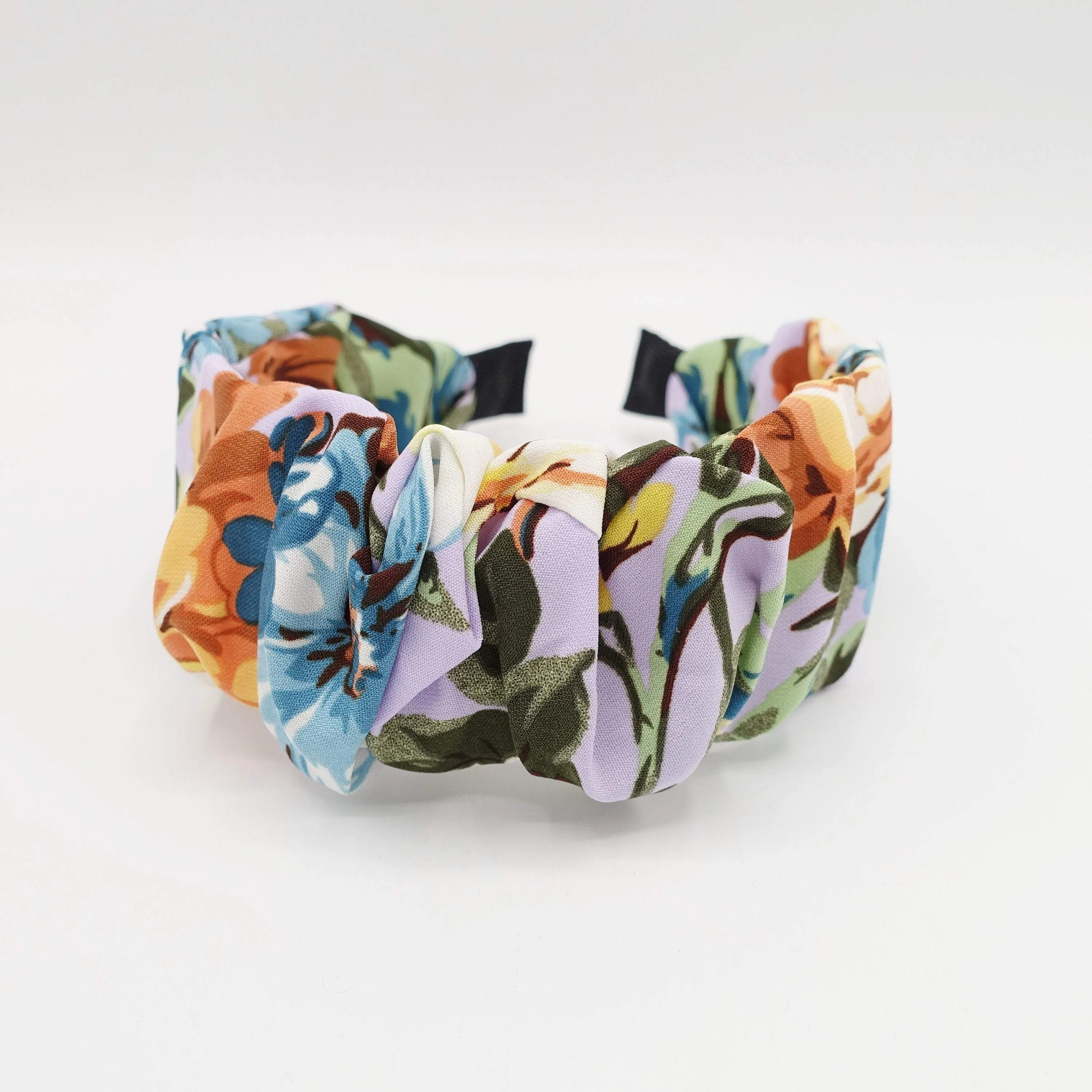 large flower print headband pleated hairband colorful hair accessory for women