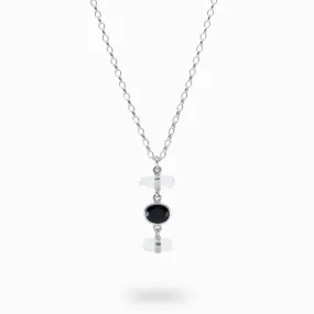 Laser Quartz and Onyx Necklace